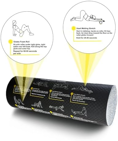 Foam Roller with Printed Exercises, 17.7'' x 6'' Lightweight EPE/PE