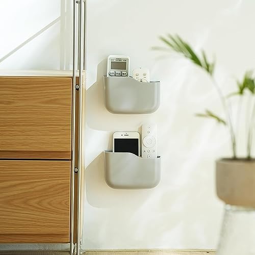 SUNFICON Wall Mount Remote Holder TV FAN Remote Control Holder Bedside Caddy Wall Organizer Phone Holder for Office Adhesive Media Player Controller Holder Box Tray Home Desk Nightstand 3 PACK GRAY