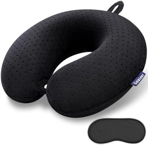 Travel Neck Pillow, Memory Foam Airplane Pillow, Black