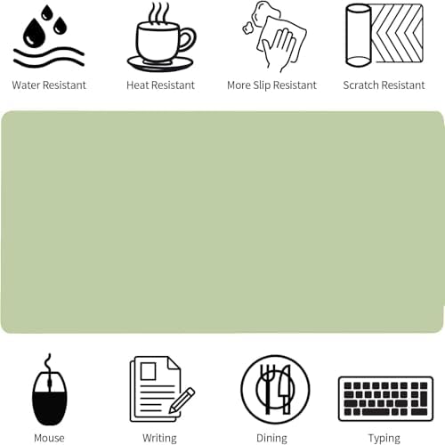 Bloss Green Desk Mat, Desk Matt for Desktop, Large Leather Desk Pad, Desk Pad Mat Waterproof, Computer Mat for Office Work/Home/Decor (31.5 x 15.7 Inches)
