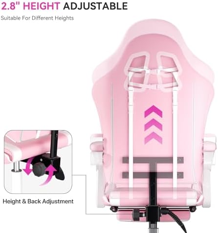 Gaming Chair, Racing Style Computer Gamer Chair, Pink/White