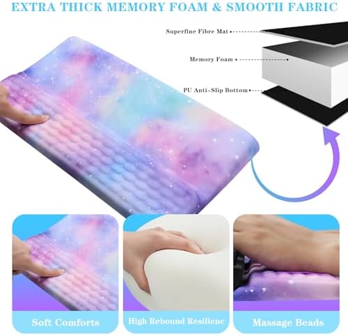 Computer Keyboard Stand with Wrist Rest, Ergonomic Tilted Keyboard Holder - Keyboard Riser with Wrist Pad - Keyboard Tray Support for Office Home -Colorful Stars