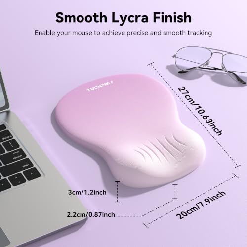 TECKNET Ergonomic Mouse Pad with Wrist Rest, Smooth Surface & Non-Slip Base