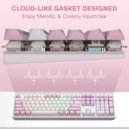 Redragon K745 PRO Wireless 108-Key Gasket RGB Gaming Keyboard, 4 Hotkeys