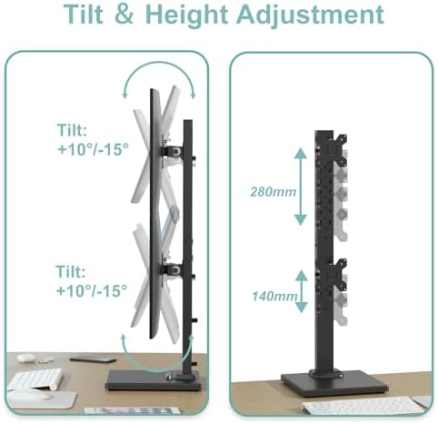 Suptek Dual Monitor Stand Vertical Stack Free-Standing Riser