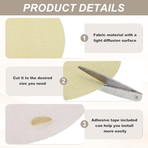 MECCANIXITY 3.1" Round Lampshade Diffuser, Anti-glare Lamp Shade Diffuser Fabric Lamp Cover for Desk Table Light Downlight Spotlight, Warm Yellow 2pcs