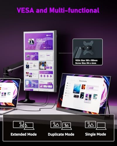 Yodoit Portable Monitor for Laptop 23.8" 4K UHD Travel Gaming Monitor Screen IPS Display with USB Type C Port and Built-in Speakers Compatible with PC, Xbox Black