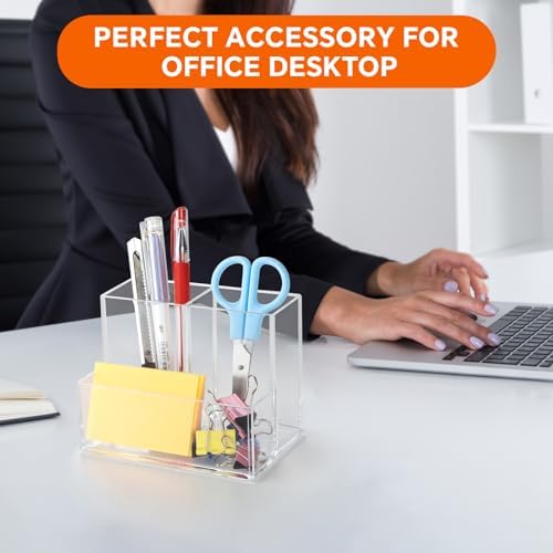 2 Pcs Acrylic Pen Holder for Desk, Pencil Holder for Home,Office