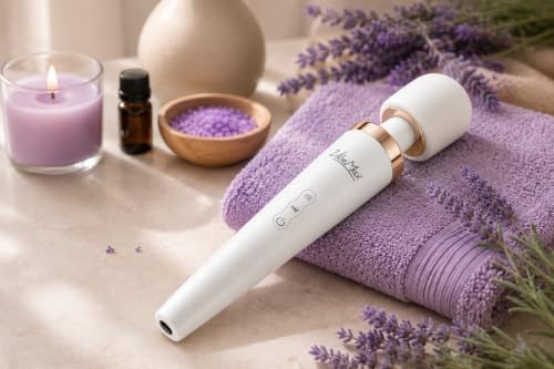 VibeMax Rechargeable Handheld Wand Massager – Powerful Deep Tissue Muscle Therapy Device with Soft Silicone Head, Multi-Speed Vibrations, Quiet, Portable for Back, Neck, Shoulders & Body