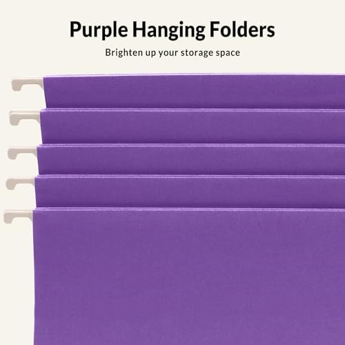 SUNEE 25 Pack Hanging File Folders, Purple Folders, Hanging File Folders Letter Size with 1/5-cut Tabs, Stay Organized for Your Home and Office Bulk File and Documents