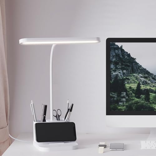 AXX White Desk Lamp for College Dorm Room, Cute Table Light for Girls Guys