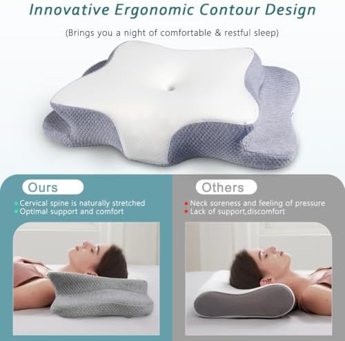 CHxxy Cervical Neck Pillow for Pain Relief Sleeping, Memory Foam Pillows