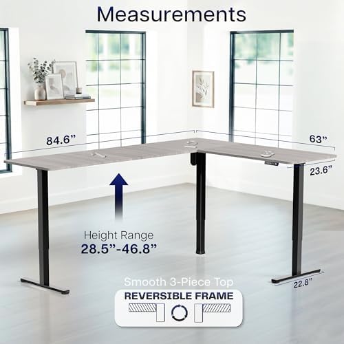 VIVO Dark Gray 84 x 63 in Corner Standing Desk, DESK-E3CTBG-84