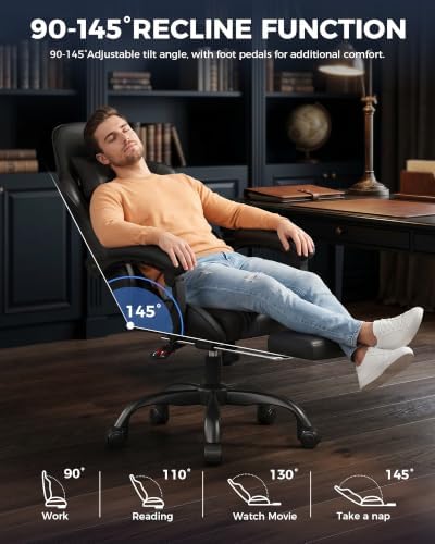 LUCKRACER Gaming Chair with Footrest, Pocket Spring Seat, 90°-135° Reclining Computer Chair with Linkage Armrests, Lumbar Support, Height Adjustment, SGS-Tested Gas Lift, 330 lbs Capacity, Black