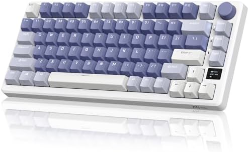 RK ROYAL KLUDGE M75 Mechanical Keyboard with OLED Smart Display and Volume Knob, 2.4G/USB-C/BT Gasket Mounted 75% Layout Wireless Gaming Keyboard with 81 Keys, RGB Backlit Hot-Swappable Red Switch