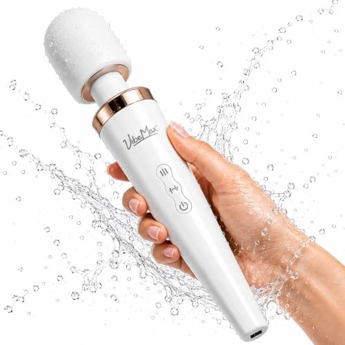 VibeMax Rechargeable Handheld Wand Massager – Powerful Deep Tissue Muscle Therapy Device with Soft Silicone Head, Multi-Speed Vibrations, Quiet, Portable for Back, Neck, Shoulders & Body