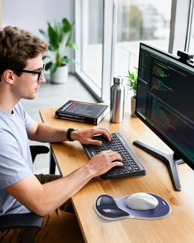 TECKNET Gel Mousepad with Wrist Rest, Ergonomic Mouse Pad, Dark Blue