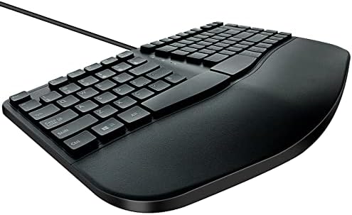 MCSaite Wired USB Compact Ergonomic Keyboard - Split Keyboard with Cushioned Wrist and Palm Support - 15.9x8.66x1.18 inches - Black - US English