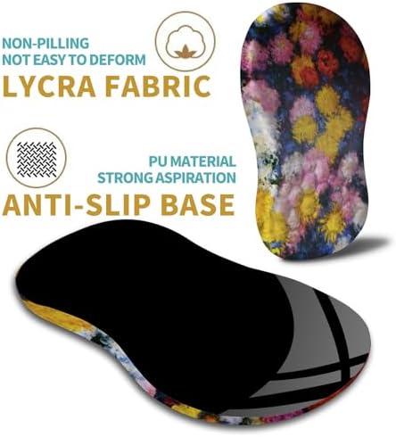 Hokafenle Ergonomic Mouse Pad Wrist Support with Massage Design, Wrist Rest Pain Relief Mousepad with Memory Foam&Non-Slip PU Base, Mouse Pads for Wireless Mouse & Desk(12x8 inch,Monet Chrysanthemum)