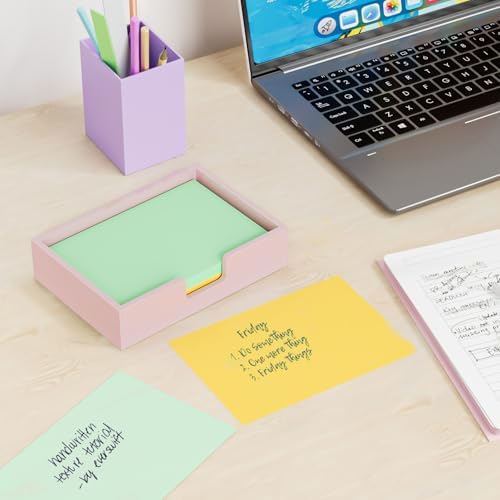 Acrylic Notepad Dispenser Organizer - 4 x 6 in Pink Sticky Note Holder W/O Pads Memo Holder for Dorm Room School Classroom Office Desk Organizer Aesthetic Supplies
