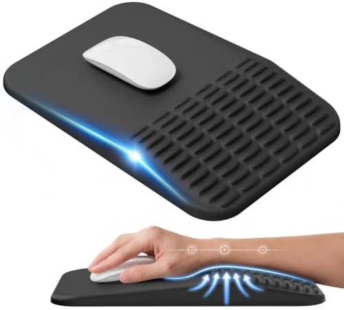 Ergonomic Mouse Pad with Wrist Rest, Memory Foam Mousepad with Wrist Support for Carpal Tunnel Pain Relief, Slope Massage Design, Non Slip Pu Base for Office, Home, Desk Accessories