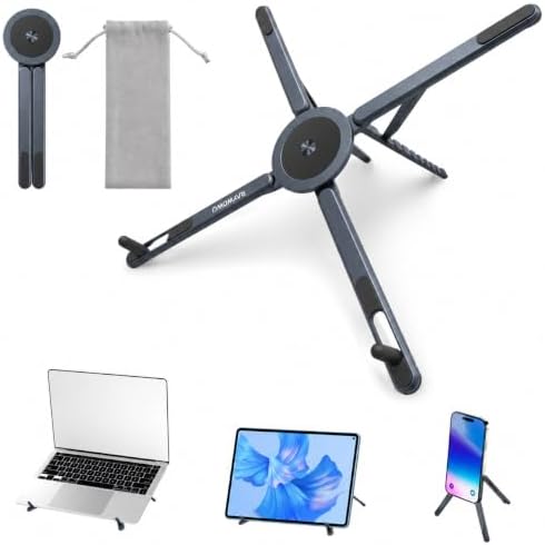 3-in-1 Portable Laptop Stand Magnetic Phone Holder Foldable Riser