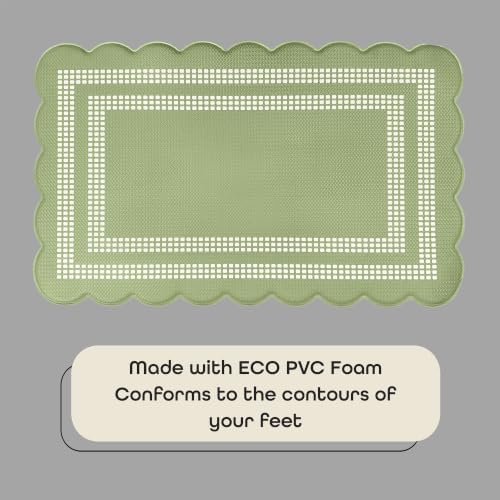 Anti Fatigue Scallop Mat 18 x 30 in, Remi, Sage/Ivory