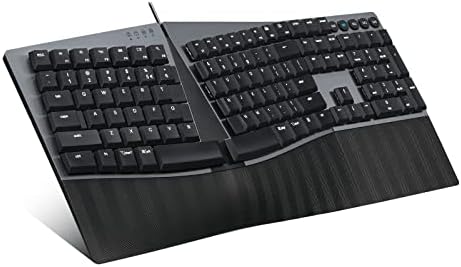 Perixx PERIBOARD-535BR Wired Ergonomic Mechanical Split Keyboard - Low-Profile Brown Tactile Switches - Programmable Feature with Macro Keys - Compatible with Windows and Mac OS X - US English, Black