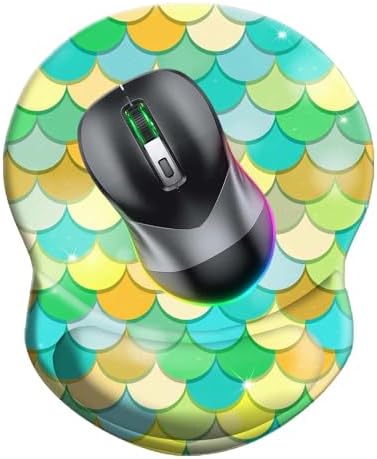 Wrist Support Mouse Pad Anti Slip Rubber Wrist Rest Mousepad 8.75in X7.5in Small Desktop Notebook Mouse Mat for Working and Gaming (Green Mermaid Wrist)