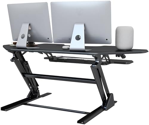 47 inch Corner Standing Desk Converter, Height Adjustable Sit Stand Desk Riser, Black, GSD06T