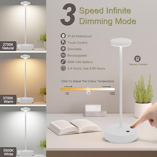 LED Cordless Table Lamp,Rechargeable Battery Lights