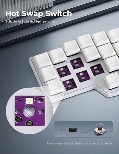 YIVU Corne LP Low Profile Split Ergonomic Keyboard, 40% Ortholinear Hot-Swappable Mechanical Keyboard with RGB Backlight, Vial Programmable for Programmers and Typists