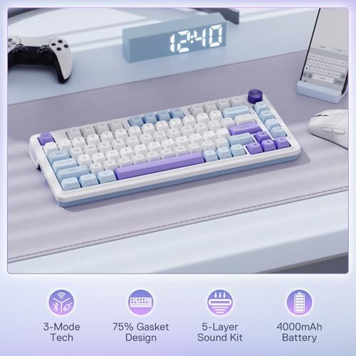 Redragon K673 PRO Wireless 81-Key RGB Gasket Gaming Keyboard, Scroll Knob
