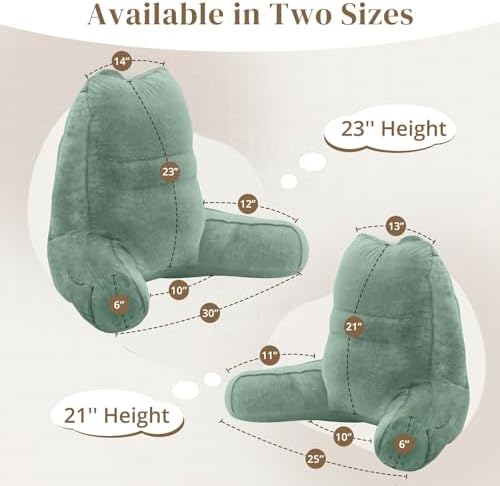 Sasttie Reading Pillow for Bed, Back Pillow for Sitting Up, Sage