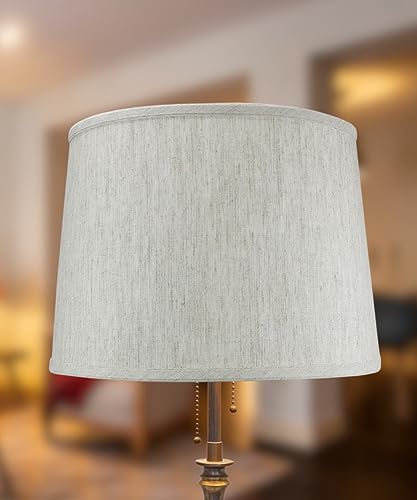 12x14x10 Textured Oatmeal Drum Lampshade Height with Brass Spider fitter - Perfect for table and Desk lamps - Medium, Off-white