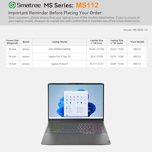 Smatree MS112 Protective Case with Stand for 16" Lenovo Legion Pro 7 Gen10