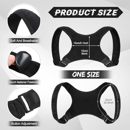 Threlaco Posture Corrector for Women and Men, Adjustable Posture Back Brace Shoulder Brace, Discreet Under Clothes Design Back Support, Pain Relief for Improved Neck Support (Black)