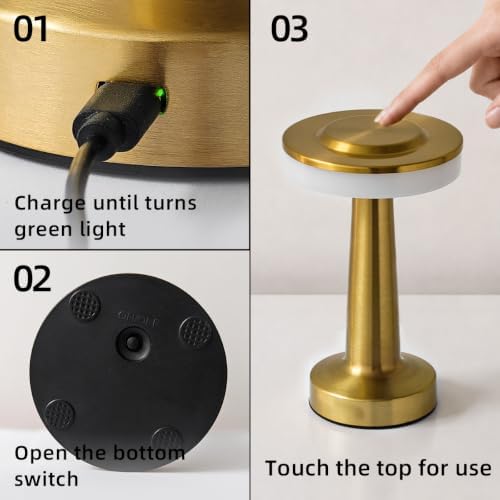LED Portable Cordless Rechargeable Table Lamp,Gold
