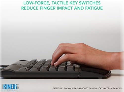 KINESIS Freestyle2 Blue Wireless Ergonomic Keyboard for PC (9" Separation), Dark Gray