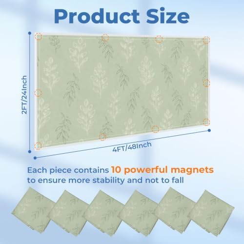 6 Pcs Fluorescent Light Covers for Ceiling Lights Botanical floral leaves Magnetic Light Filters Decorative for Classroom Office Hospital Home 4x2 Ft