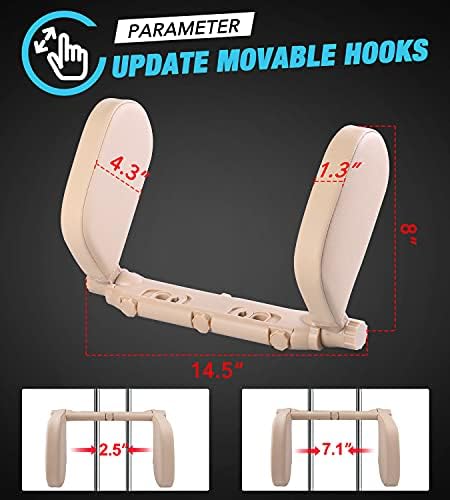 JZCreater Car Headrest Pillow, 180°Adjustable Car Headrest, Head Neck Support Pillow, U- Shaped Design, Travel Sleeping Car Headrest, fit for Car Seat with Bar，Ideal for Kids and Adults (Beige)