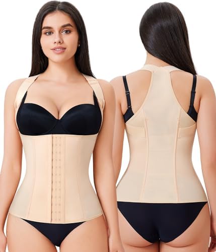 URSEXYLY Back Brace Posture Corrector for Women Adjustable Full Back Support Shoulder Straightener Upper and Lower Back Pain Relief(Beige,2XL)