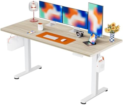 ErGear Height Adjustable Electric Standing Desk, 63 x 28 Inches Sit Stand up Desk, Memory Computer Home Office Desk, Natural