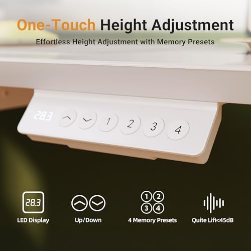 YDN Glass Standing Desk with Drawers 35x20 Inch Super White