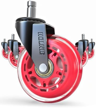HOLKIE Gaming Chair Wheels Red Core Silent Roller Blade Casters