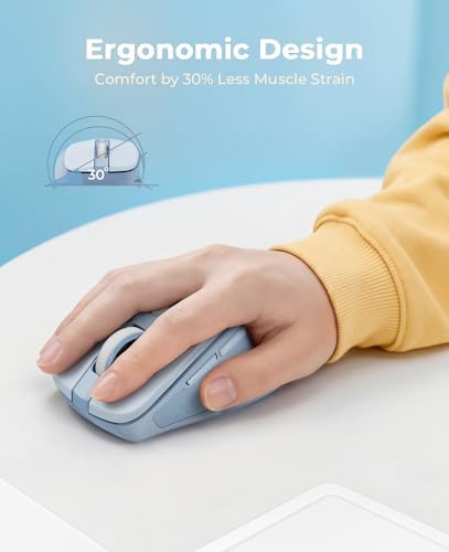 Redragon Wireless Mouse for Laptop, Bluetooth Mouse (BT5.0/3.0&2.4G) with 5 Level 4000DPI, Silent Cordless Computer Mice 6 Buttons,18 Months Battery,Compatible with PC, Laptop, Desktop-Blue