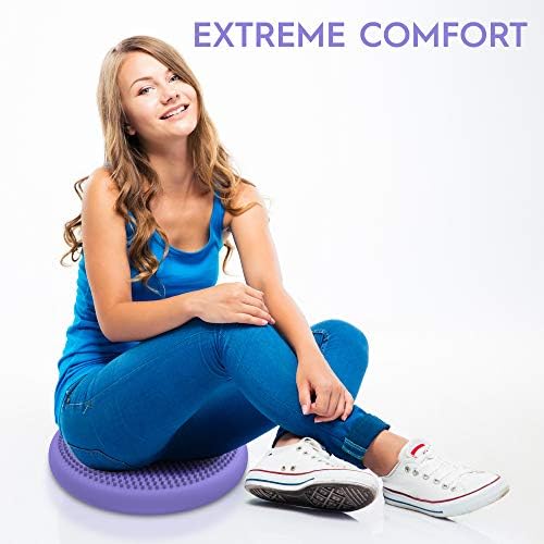 Bouncyband – Wiggle Seat – Purple, 13” D – Large Sensory Cushion for Kids Ages 6-18+ – Promotes Active Learning, Improves Student Productivity, Includes Easy-Inflation Pump (Pack of 2)