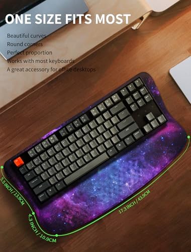 Ergonomic Wave Wrist Rest with Keyboard Stand, Cushioned Palm Rest, Comfortable Integrated Memory Foam for Natural Typing and Relieve Wrist Pain, Deep Galaxy