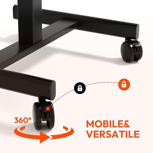Standing Desk on Wheels, Pneumatic Adjust, Carbon Fiber+Black