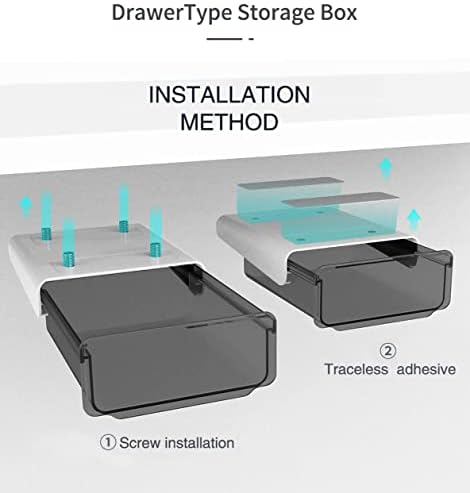 Self-adhesive Under Desk Drawer, 2 Packs Table Hidden Organizer Slide Out Large Storage Desktop Pencil Tray for Office Home School Kitchen (White), Matte White